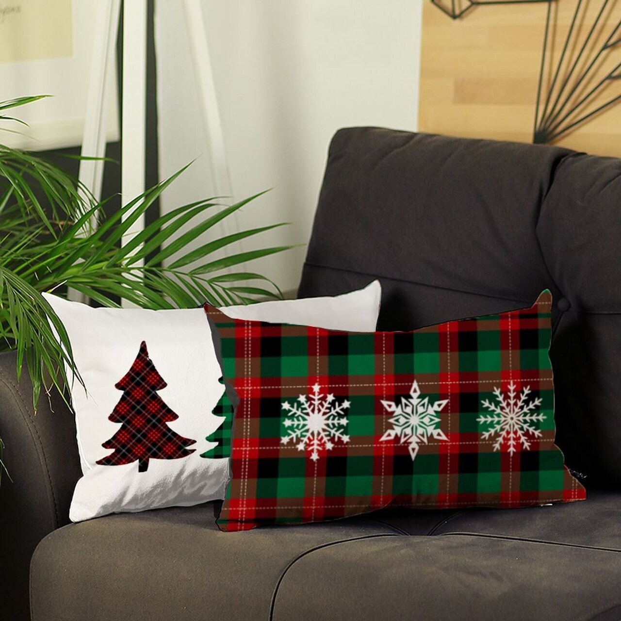 Edge Collections - 12" x 20" - Multi - Christmas Plaid Lumbar Decorative Pillows!